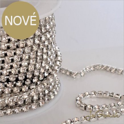 Štrasová borta 3mm strieborná/crystal, 50cm (12015b)